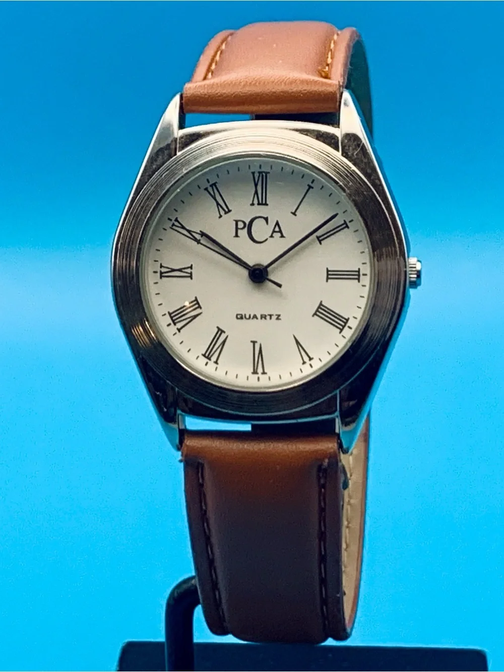 PCA Women’s Swiss Parts Quartz Wristwatch Faux Leather Strap Working New Battery
